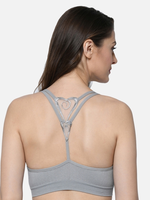 

Da Intimo Grey Solid Lightly Padded Non-Wired Styled Back Bralette Bra DI-1244