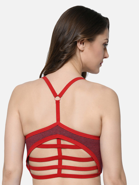 

Da Intimo Red & Black Printed Underwired Lightly Padded Styled Back Bralette DI-1003-R19