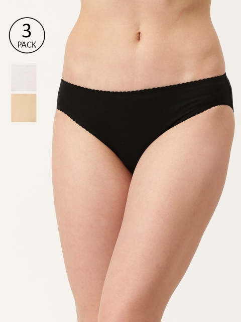 

DressBerry Women Pack of 3 Solid Basic Bikini Briefs DB-BIK-PP3-029, Black