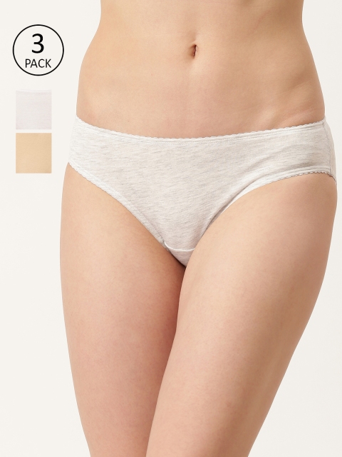 

DressBerry Women Pack of 3 Solid Basic Bikini Briefs DB-BIK-PP3-021, White