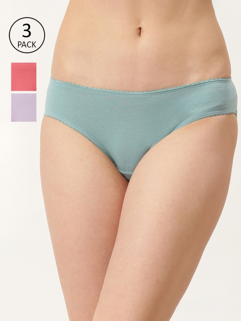 

DressBerry Women Pack of 3 Solid Basic Bikini Briefs DB-BIK-PP3-030, Green