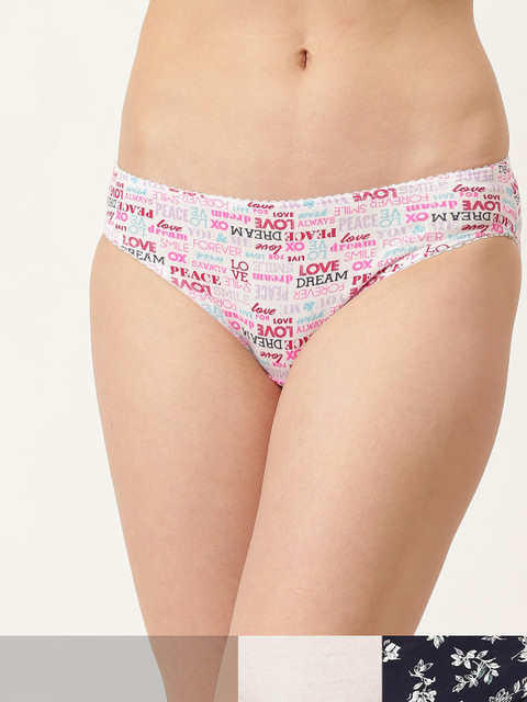 

DressBerry Women Pack of 3 Printed Basic Bikini Briefs DB-BIK-PP3-020, Off white