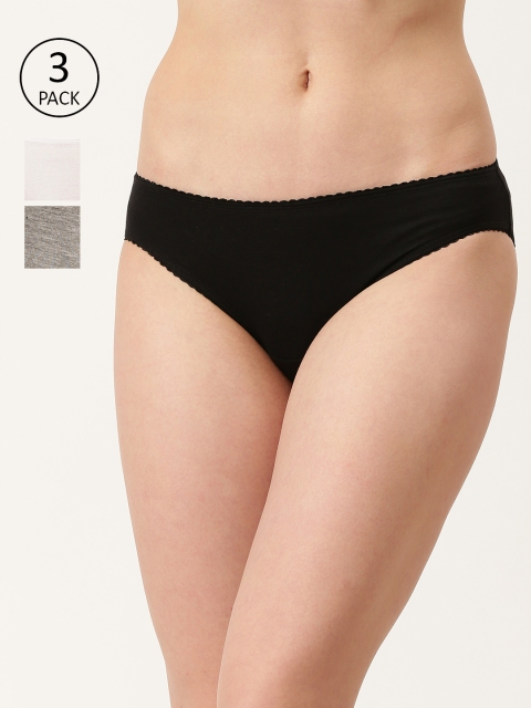 

DressBerry Women Pack of 3 Solid Basic Bikini Briefs DB-BIK-PP3-027, Black