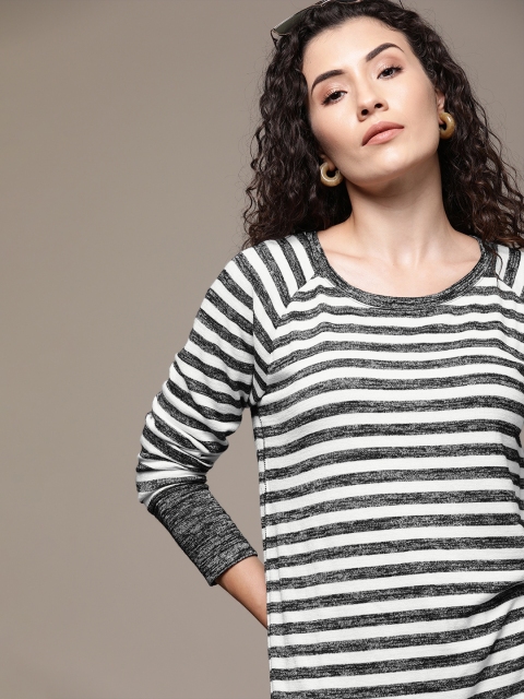 

GAP Women White & Black Striped Round Neck T-shirt