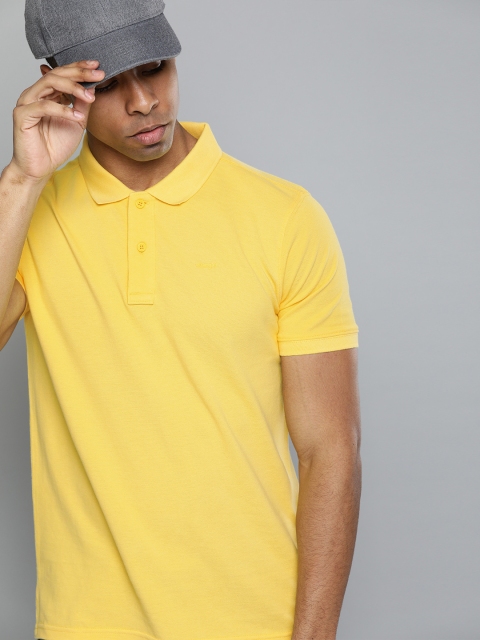 

Wrangler Men Yellow Solid Polo Collar Slim-Fit T-shirt