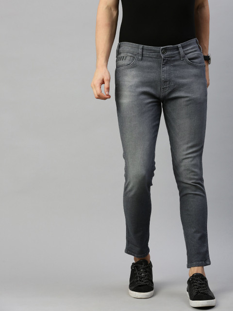 

Wrangler Men Grey Bostin Slim Fit Mid-Rise Clean Look Stretchable Crop Jeans