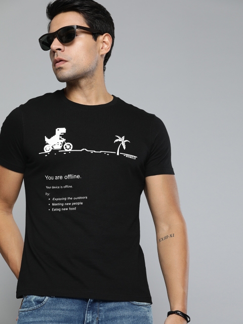 

Wrangler Men Black Printed Round Neck T-shirt