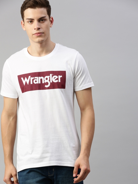 

Wrangler Men White Printed Round Neck T-shirt