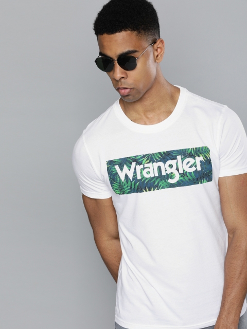 

Wrangler Men White Printed Round Neck Slim-Fit T-shirt