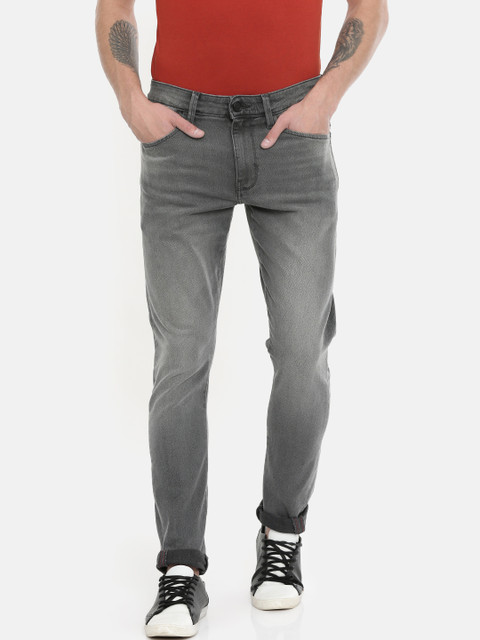 

Wrangler Men Grey Bostin Slim Tapered Fit Mid-Rise Clean Look Stretchable Jeans