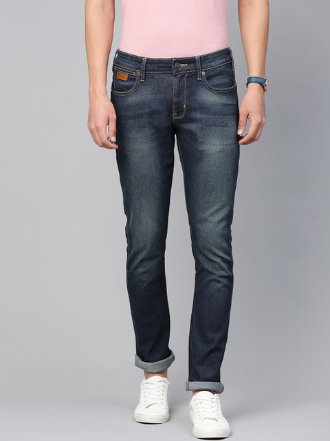 

Wrangler Men Navy Blue Vegas Skinny Fit Low-Rise Clean Look Stretchable Jeans