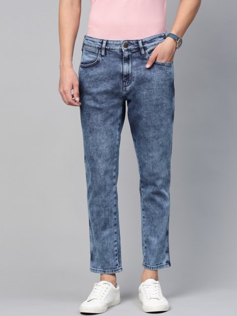 

Wrangler Men Blue Slider Crop Mid-Rise Clean Look Acid Wash Stretchable Jeans