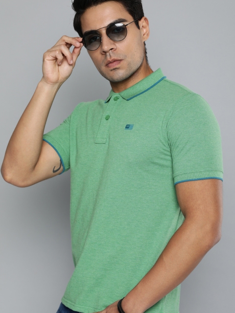 

Wrangler Men Green Solid Polo Collar Slim-Fit T-shirt