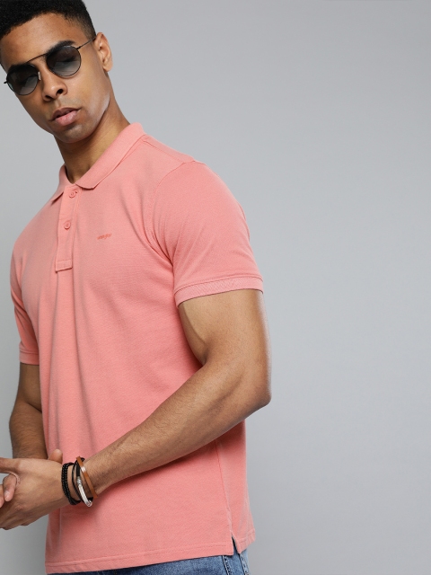 

Wrangler Men Pink Solid Polo Collar Slim-Fit T-shirt