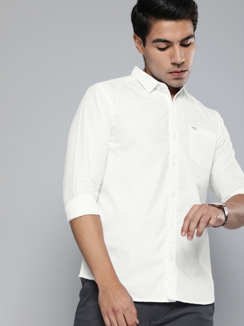 

Wrangler Men White Regular Fit Solid Casual Shirt