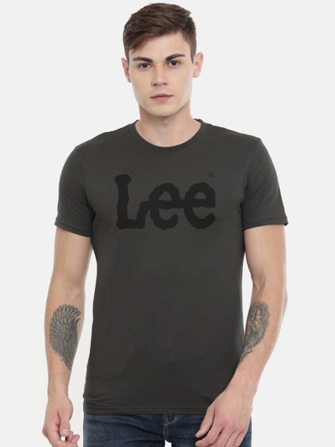 

Lee Men Charcoal Grey Printed Round Neck T-shirt