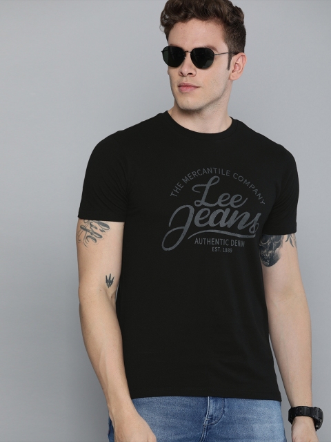 

Lee Men Black Printed Round Neck T-shirt
