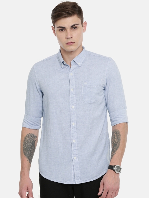 

Lee Men Blue Slim Fit Solid Casual Shirt