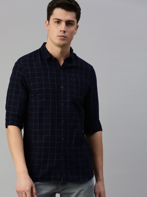 

Lee Men Navy Blue & White Slim Fit Checked Casual Shirt