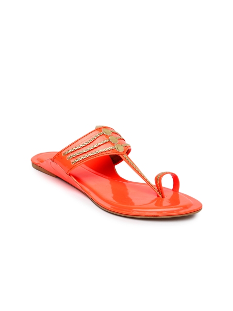 

Inc 5 Women Fluorescent Orange & Gold-Toned Flats