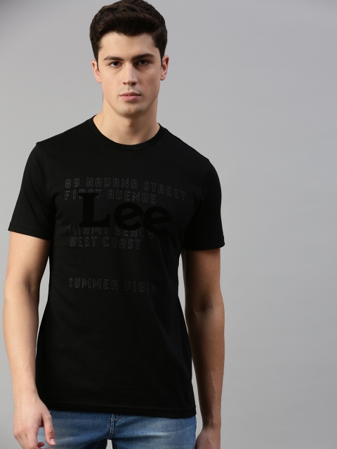 

Lee Men Black Printed Round Neck T-shirt