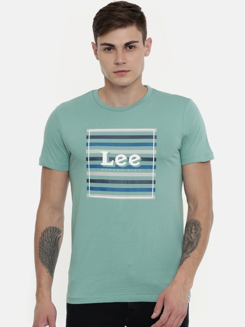 

Lee Men Sea Green Printed Round Neck T-shirt
