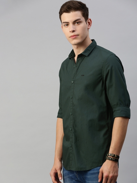

Lee Men Green Slim Fit Printed Casual Shirt