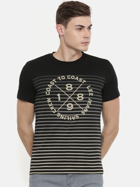 

Lee Men Black & Beige Striped Round Neck T-shirt