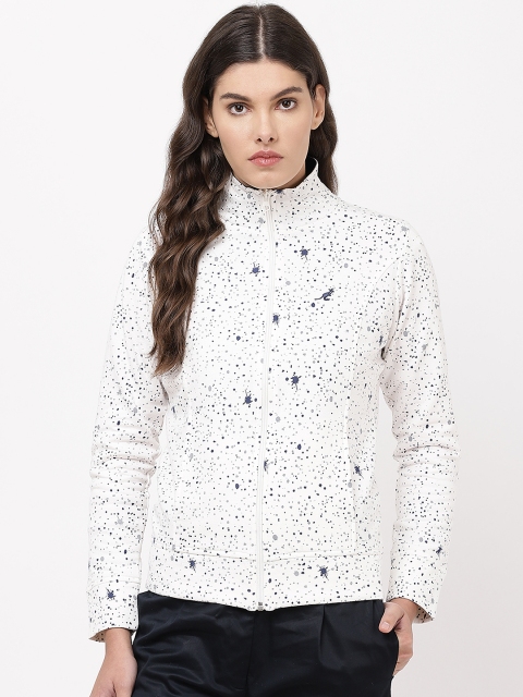 

APSLEY Women White & Navy Blue Printed Sweatshirt