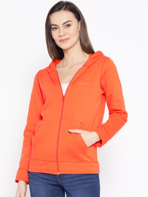 

APSLEY Women Orange Solid Hooded Sweatshirt