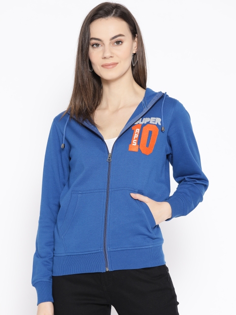 

APSLEY Women Blue Solid Hooded Sweatshirt