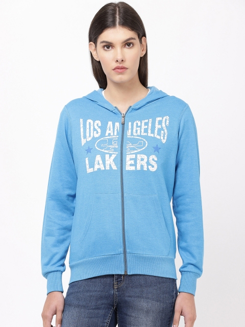 

APSLEY Women Blue & White Printed Hooded Sweatshirt