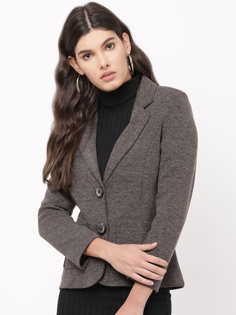 

APSLEY Women Coffee Brown Solid Single-Breasted Casual Blazer