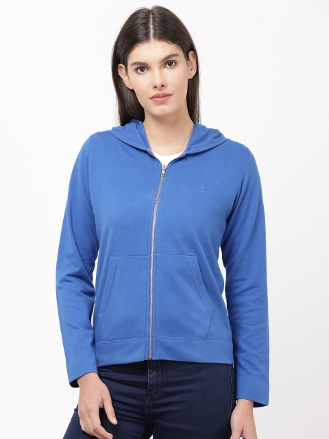 

APSLEY Women Blue Solid Hooded Sweatshirt