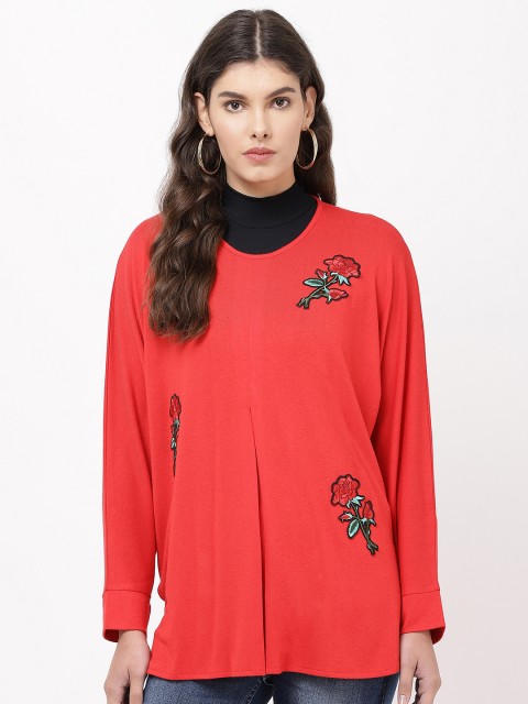 

APSLEY Women Red Solid Winter Top