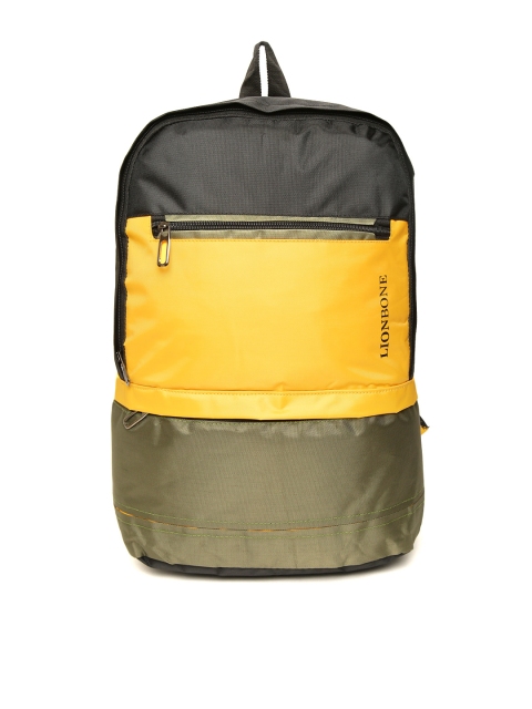

LIONBONE Unisex Yellow & Olive Green Colourblocked Laptop Backpack