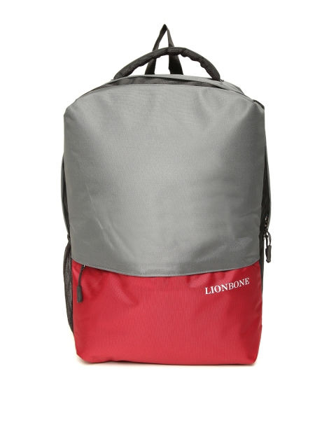 

LIONBONE Unisex Grey & Maroon Colourblocked Laptop Backpack
