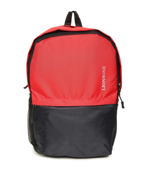 

LIONBONE Unisex Red & Navy Blue Colourblocked Laptop Backpack
