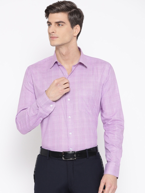 

Hancock Men Purple & White Slim Fit Checked Formal Shirt