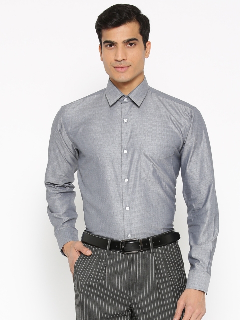 

Hancock Men Grey Premium Slim Fit Self Design Party Wear Shirt