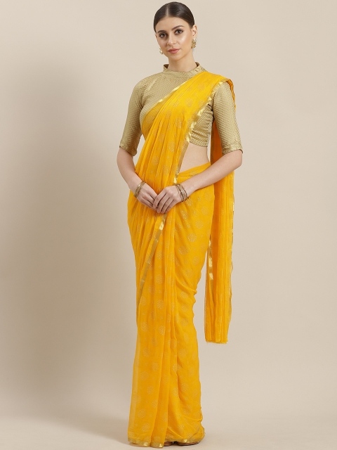

Saree mall Yellow & Golden Embellished Saree