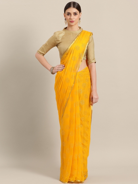 

Saree mall Yellow & Golden Embossed Printed Saree