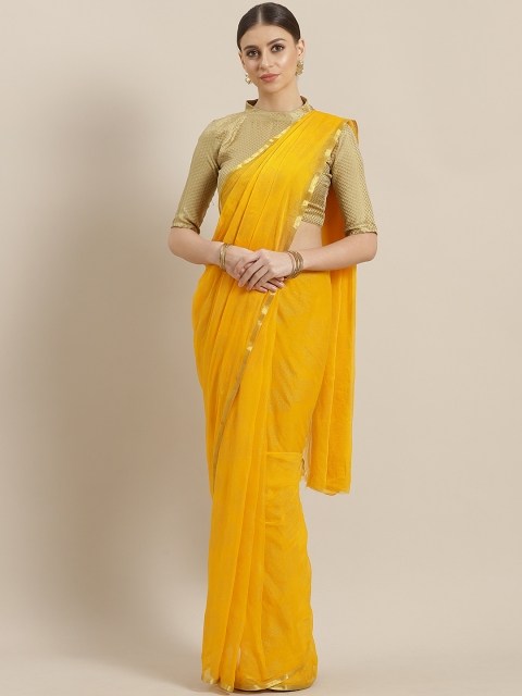 

Saree mall Yellow & Golden Embellished Saree