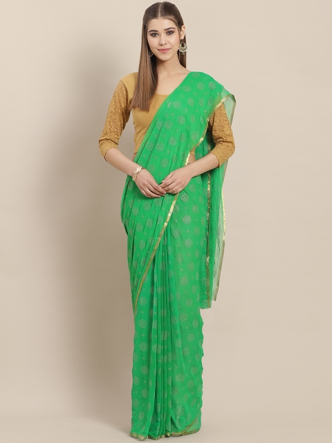 

Saree mall Green & Golden Embellished Saree