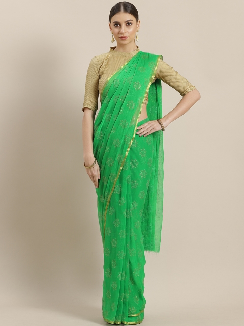 

Saree mall Green & Golden Printed Saree