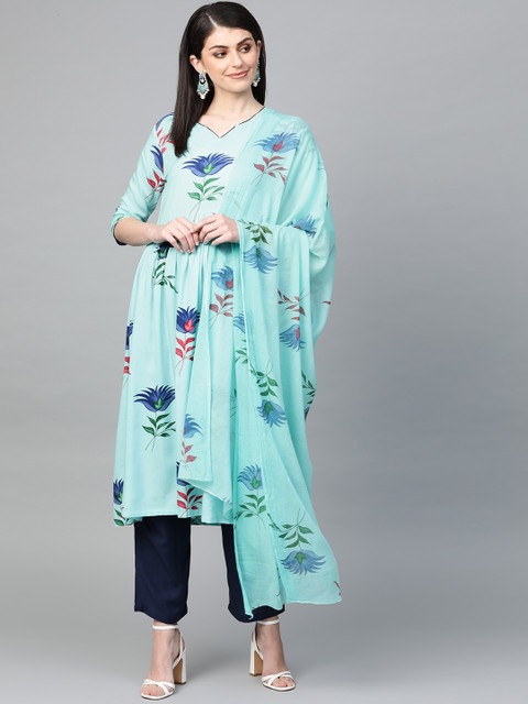 

Ishin Women Blue Printed Kurta with Palazzos & Dupatta