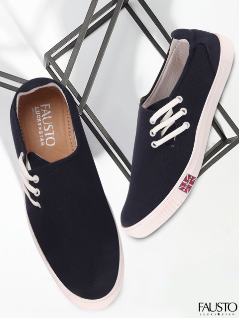 

FAUSTO Men Navy Blue Lightweight Slip-On Sneakers