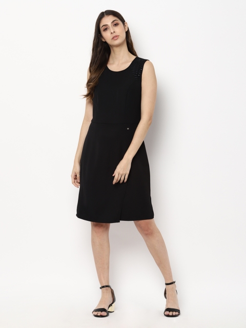 

Allen Solly Woman Black Solid Fit and Flare Dress