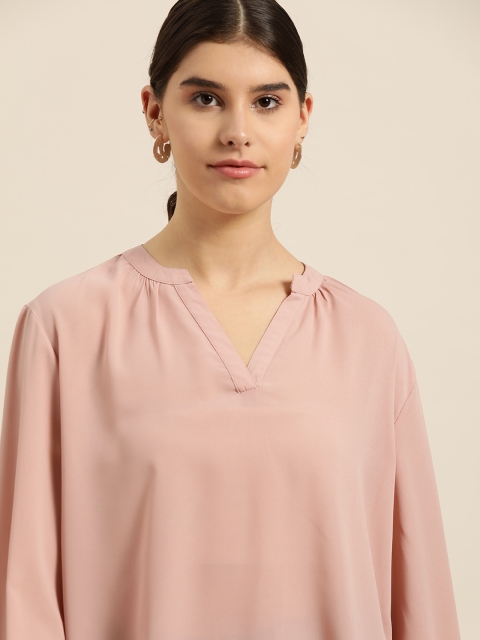 

her by invictus Women Pink Solid Puff Sleeves Top