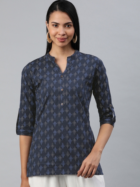 

Swishchick Women Navy Blue Printed Tunic